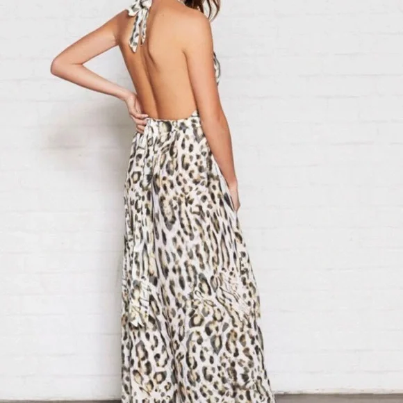 Sheike Untamed Maxi Halter Slit Wrap Dress in animal print - Picture 3 of 10